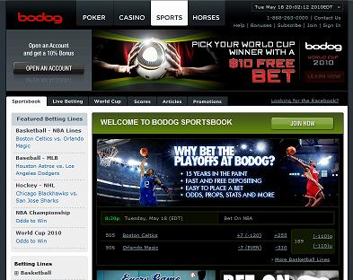 BoDog Sportsbook Lobby