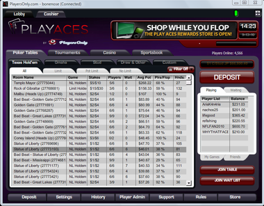 PlayersOnlyPoker Lobby