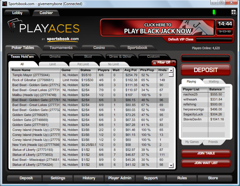 SportsBookPoker Lobby