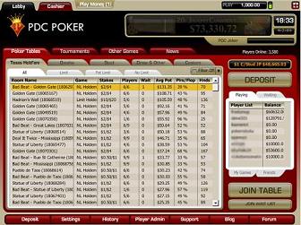 PDC Poker Lobby